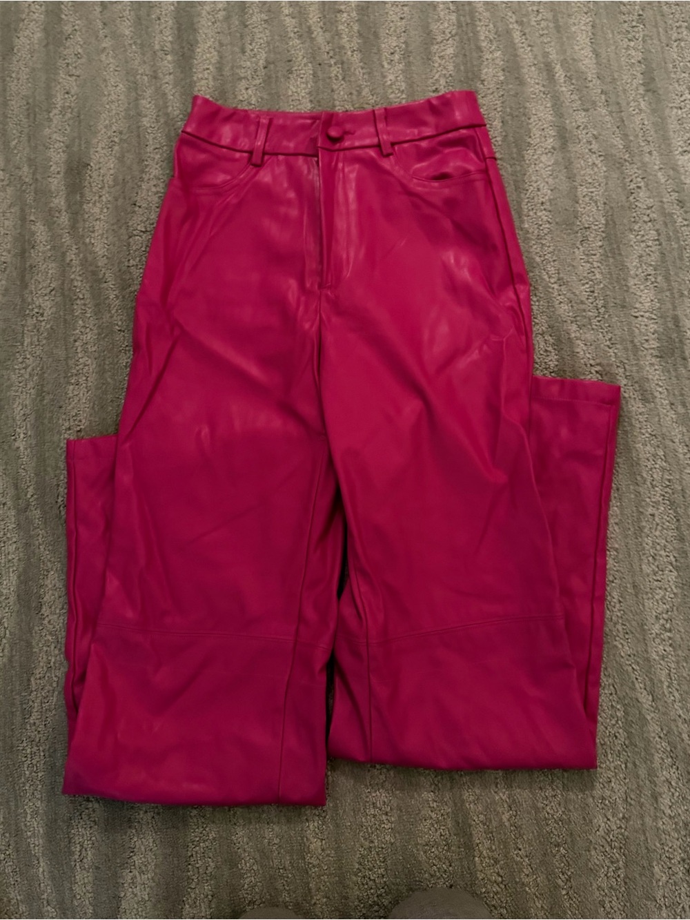 SHEIN Hot Pink Faux Leather Jeans